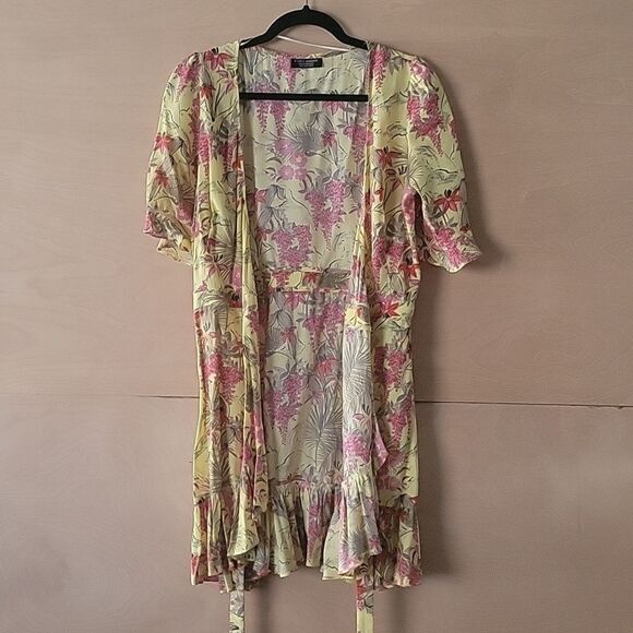 ZARA CottageCore Floral Blogger Festival Feminine Summer Mini Flowy Wrap Dress S - Picture 6 of 15